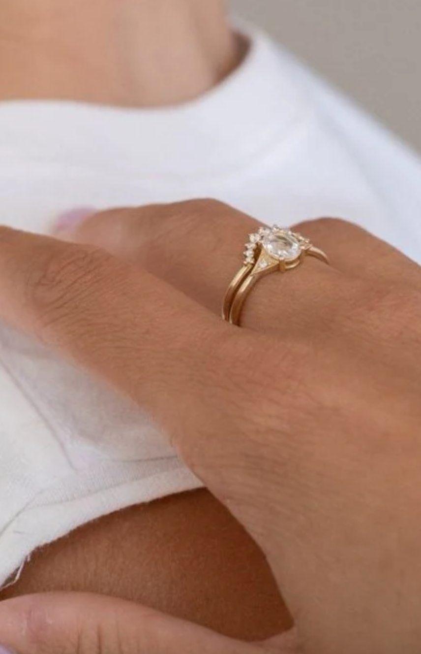 Oval Rose Cut Diamond Deco Ring